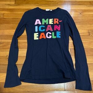 y2k american eagle embroidered long sleeve top